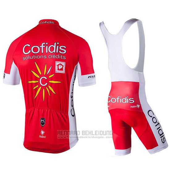 2018 Fahrradbekleidung Confidis Rot Trikot Kurzarm und Tragerhose